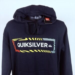 QUIKSILVER Hoodie Sweatshirt Graphic Print Logo Black Men's Large Nwt $80